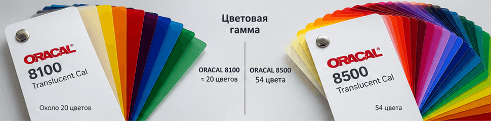 сравнение цветовых палитр oracala 8100 и 8500 для световых коробов
